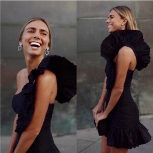 Zara Asymmetric One Shoulder Dress M